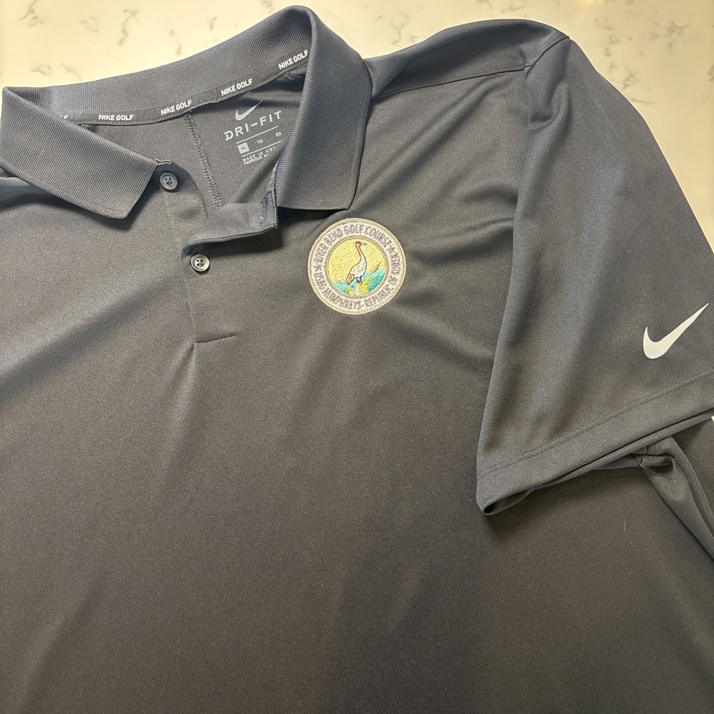 Nike Golf Dri-FIT Polo Men XL Black River‎ Bend Golf Course Korea Logo Shirt